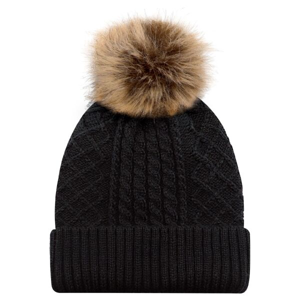 Cuff Toque Satin Inside Faux Fur Pom Pom  Thumbnail